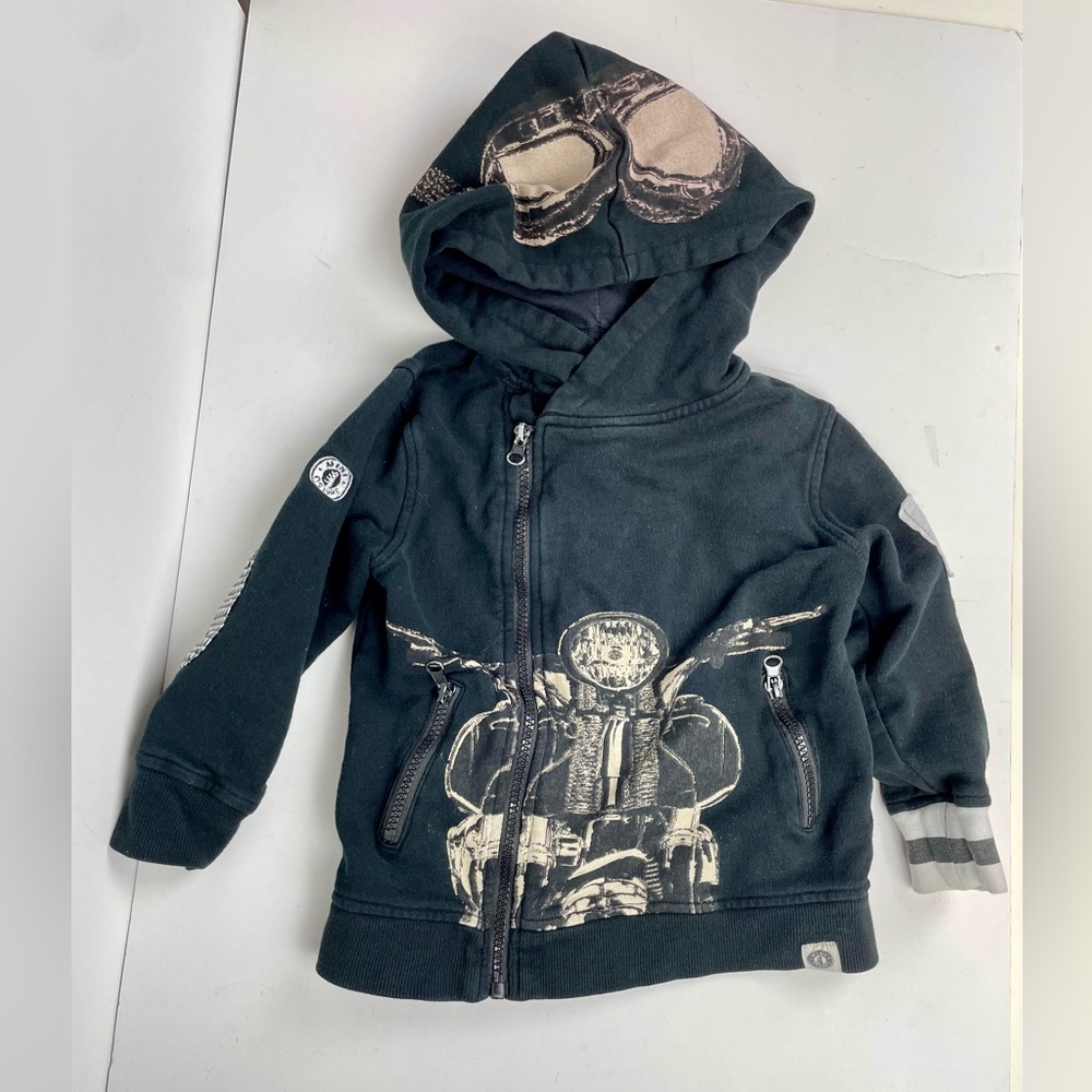 Graphic boys hoodie ride & Fly Motorcycle LA black white size small
